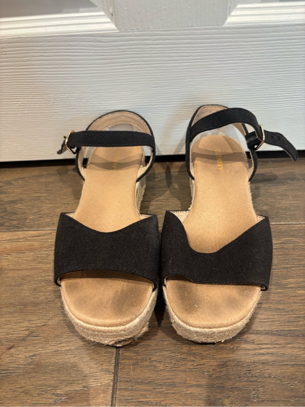 Old Navy Black Espadrille Platform Sandals with Ankle Strap
